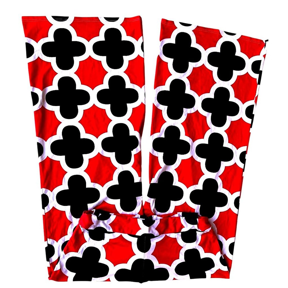 Polly Wolly Doodle Pants XL Red Black White Wide Legs Elastic Stretch Hi… - Picture 2 of 12